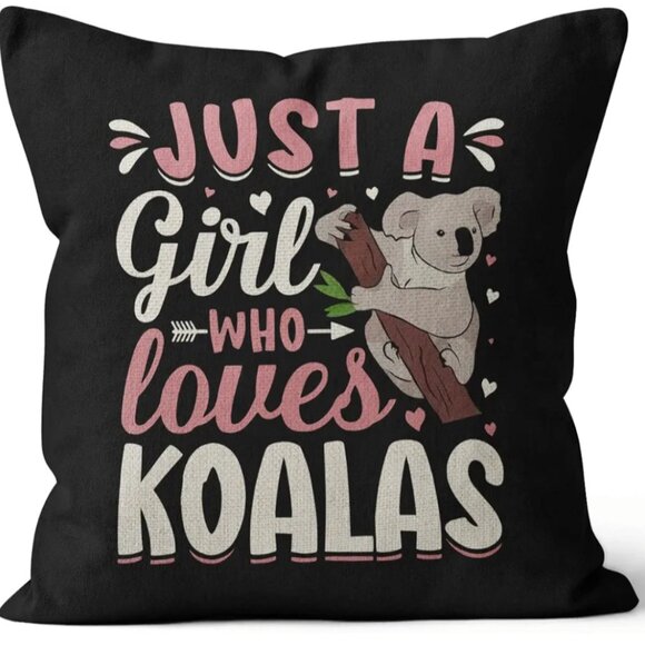 New and charming: Linen Koala Pillow Covers – 18x18 inches – “Just a Girl Who Lo - Picture 7 of 8